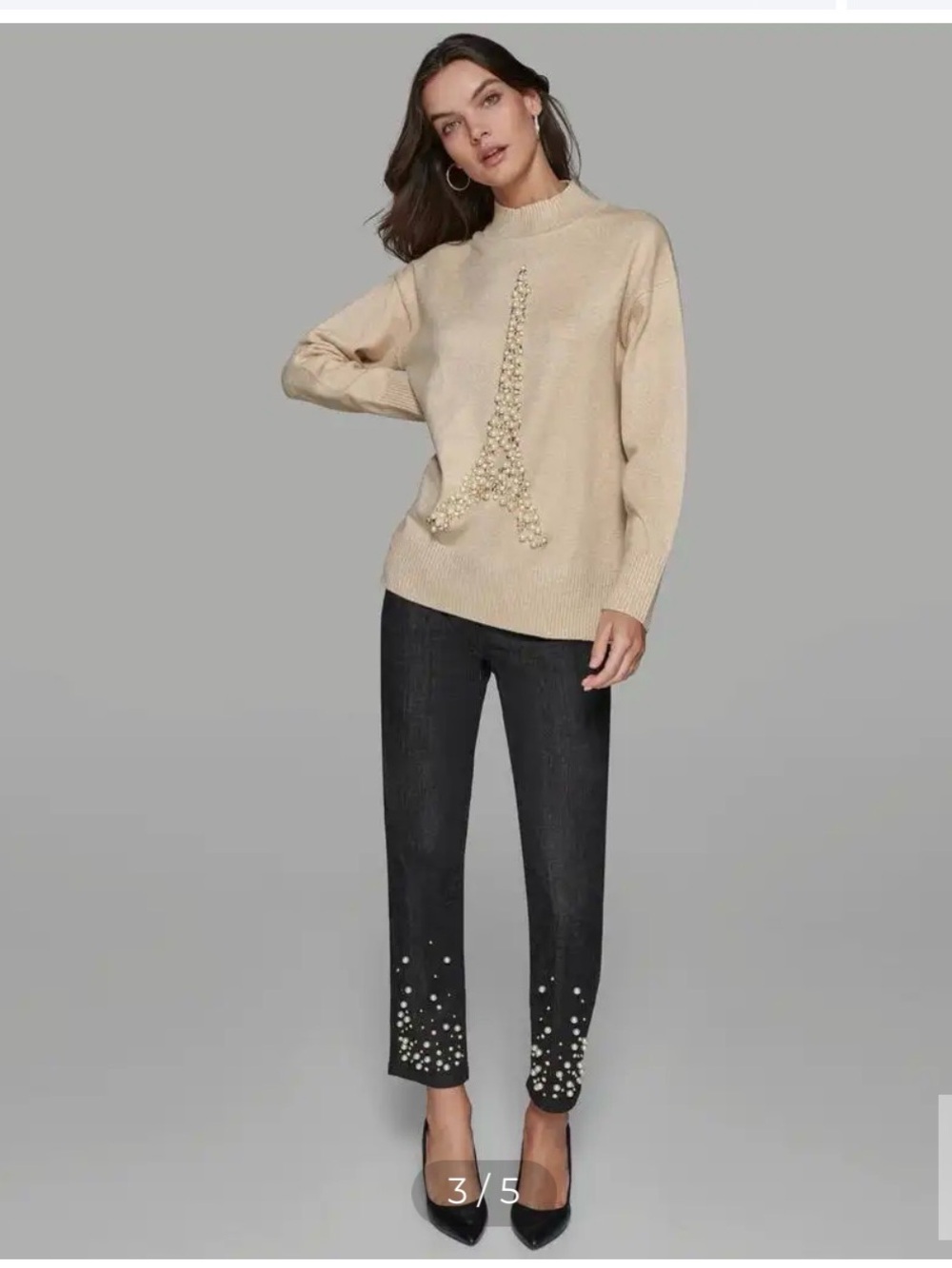 New Karl Lagerfeld Paris PEARL EIFFEL TOWER LUREX SWEATER